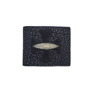 Black Leather Stingray Cross Goth Wallet Good Condition
